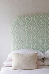 PEGGY ANGUS DAMASK AQUA HEADBOARD (KING)