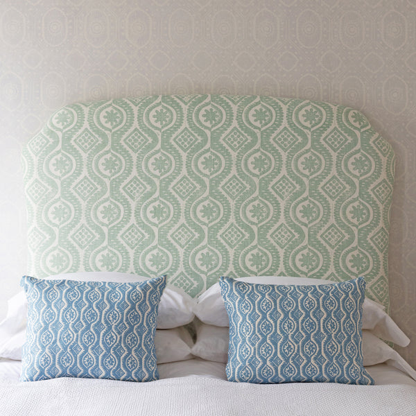 PEGGY ANGUS DAMASK AQUA HEADBOARD (KING)