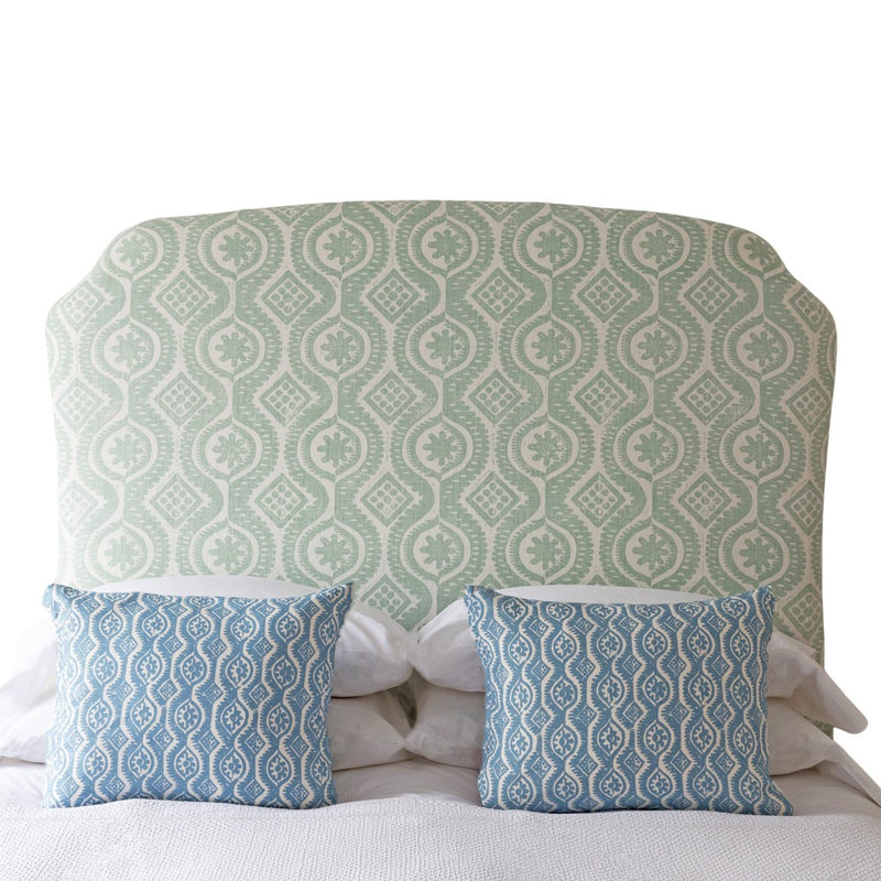 PEGGY ANGUS DAMASK AQUA HEADBOARD (KING)